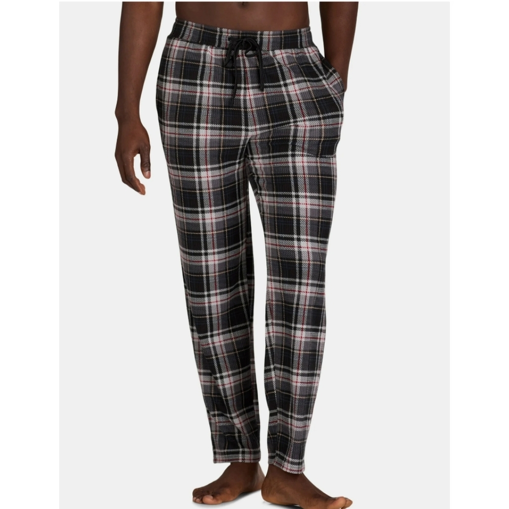 George Men's Size 2XL (44-46) Waffle Knit Sleep Lounge Pants Black Soot Plaid